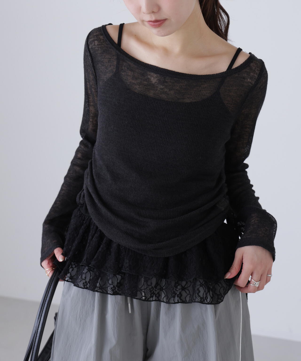 【追加生産予約】メランジドロストレースティアードキャミセット