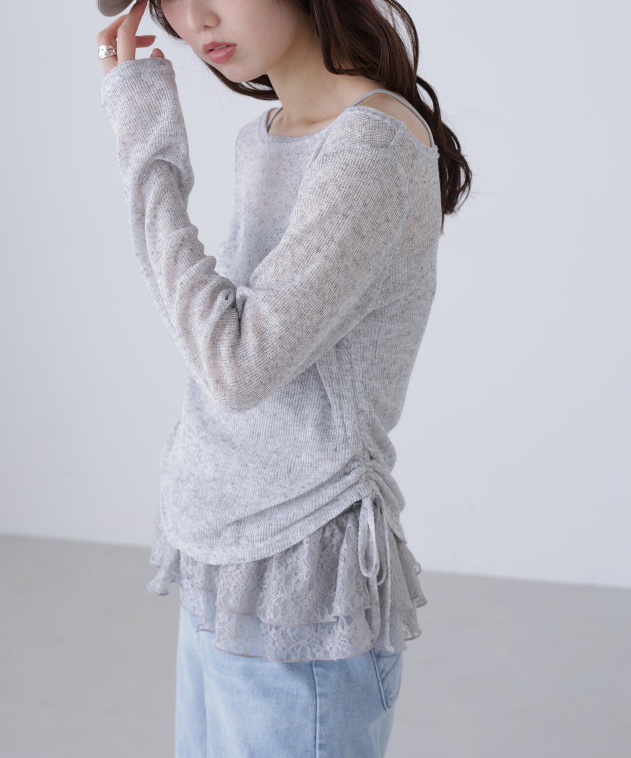 【追加生産予約】メランジドロストレースティアードキャミセット