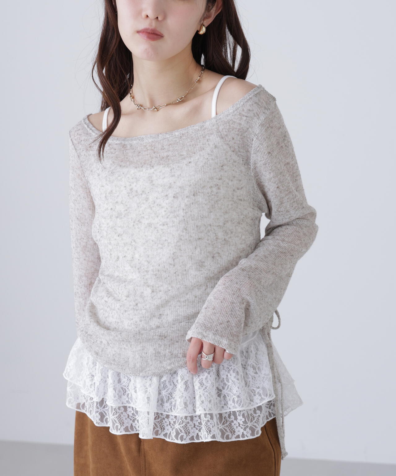 【追加生産予約】メランジドロストレースティアードキャミセット