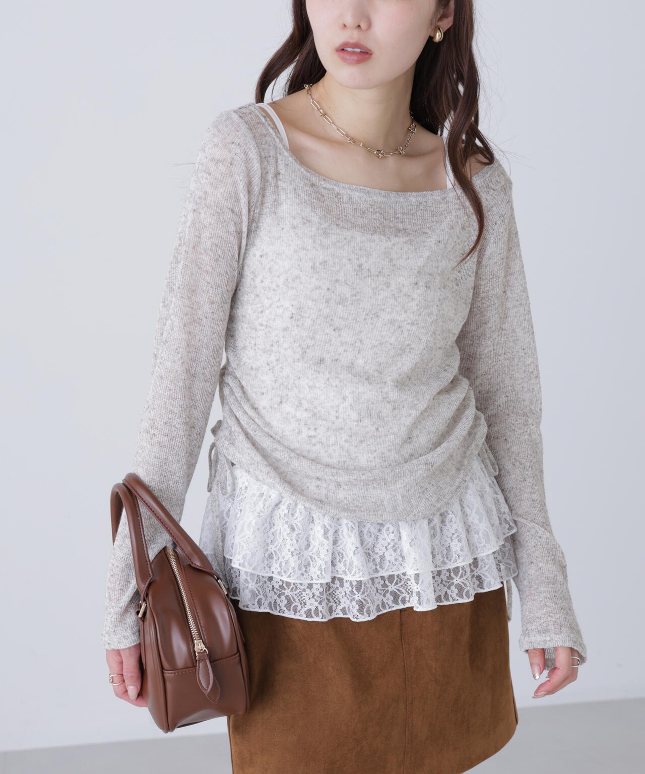 【追加生産予約】メランジドロストレースティアードキャミセット