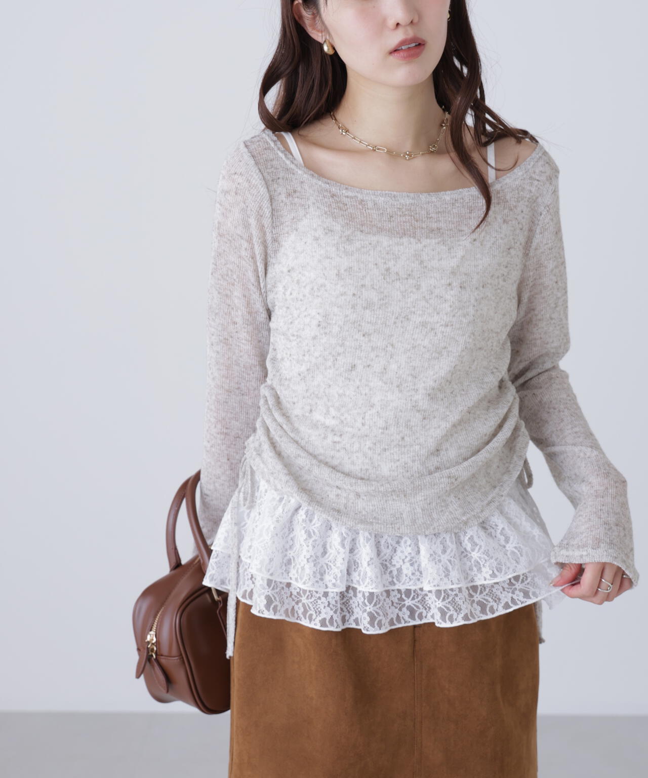 【追加生産予約】メランジドロストレースティアードキャミセット