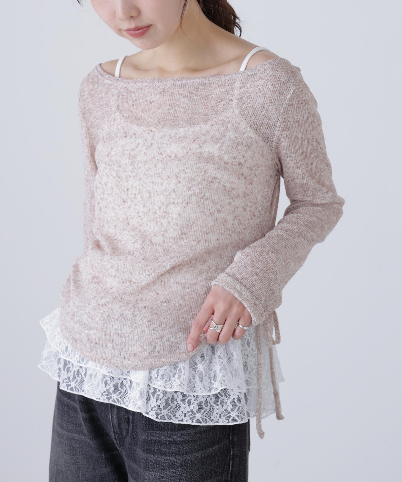 【追加生産予約】メランジドロストレースティアードキャミセット