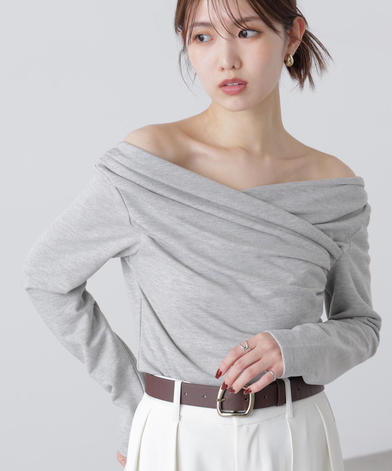 【MFM】オフショルミニ裏毛カットソー