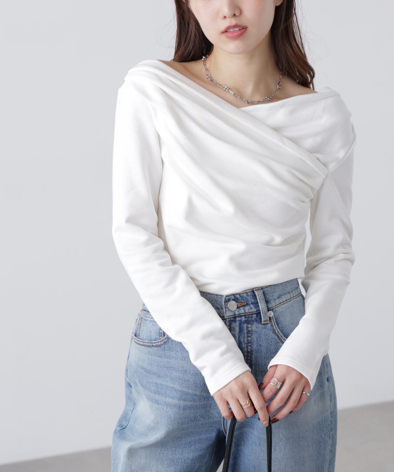 【MFM】オフショルミニ裏毛カットソー