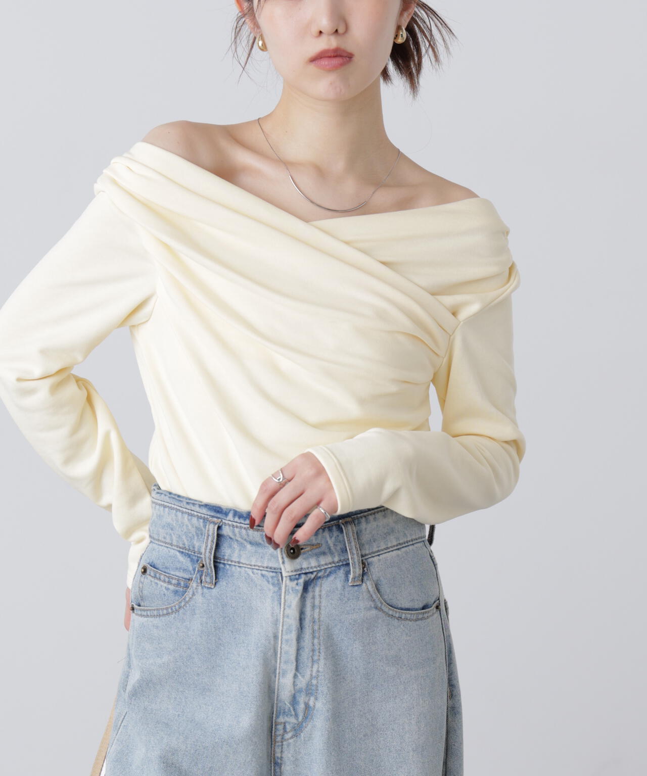 【MFM】オフショルミニ裏毛カットソー