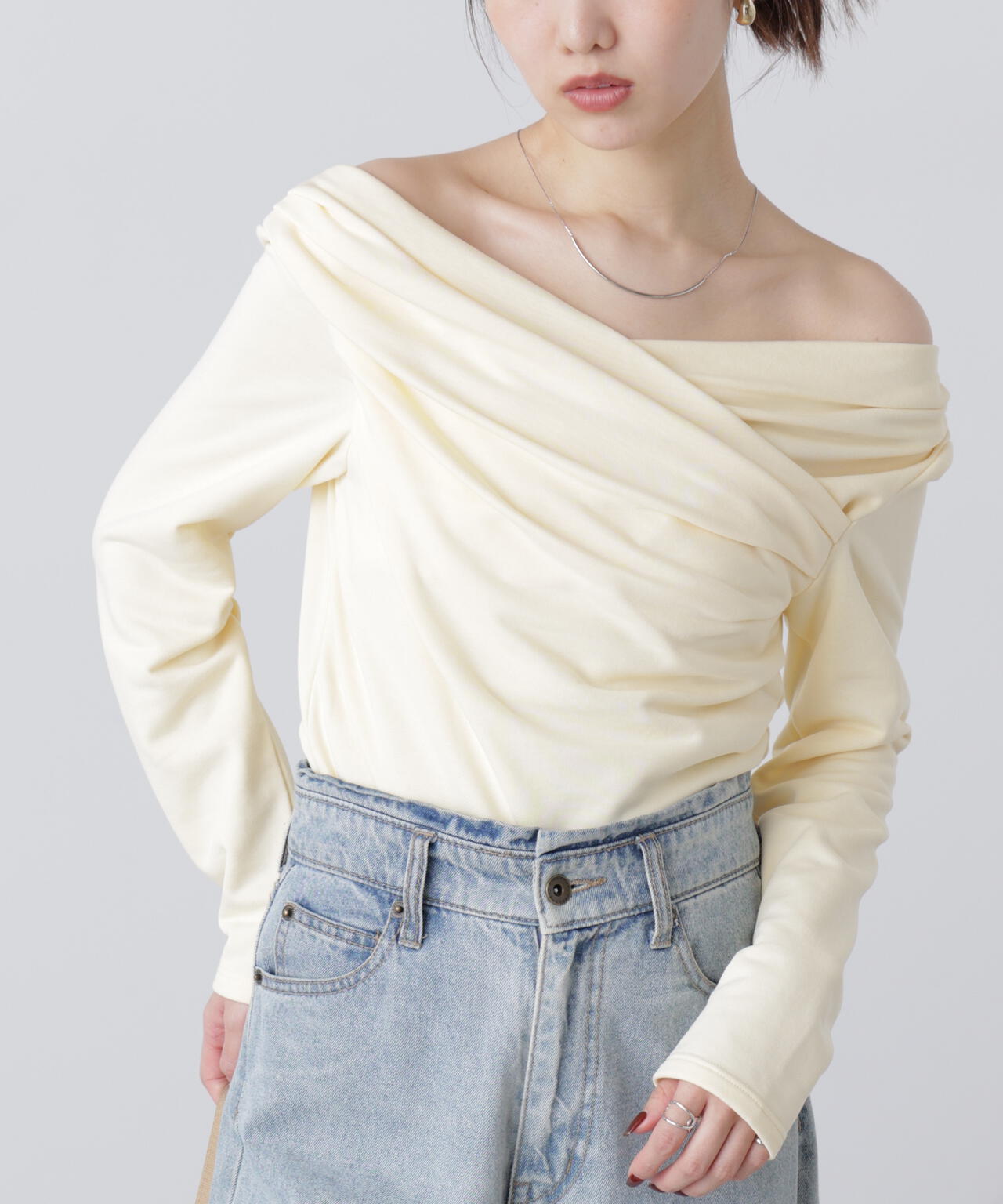 【MFM】オフショルミニ裏毛カットソー