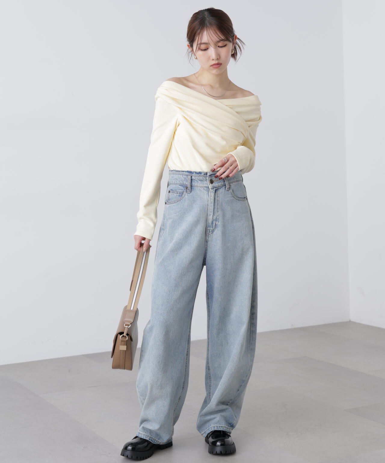 【MFM】オフショルミニ裏毛カットソー