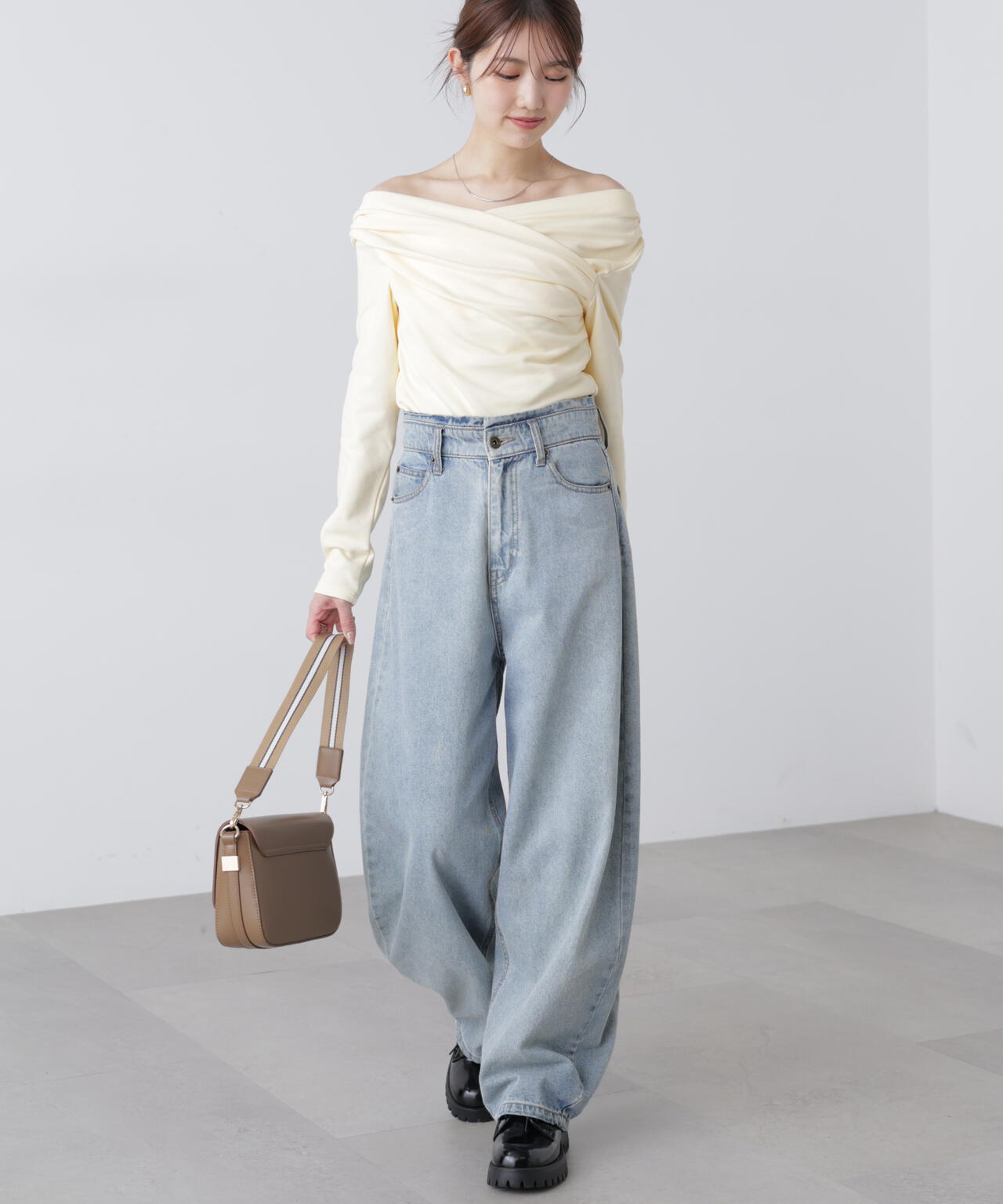 【MFM】オフショルミニ裏毛カットソー