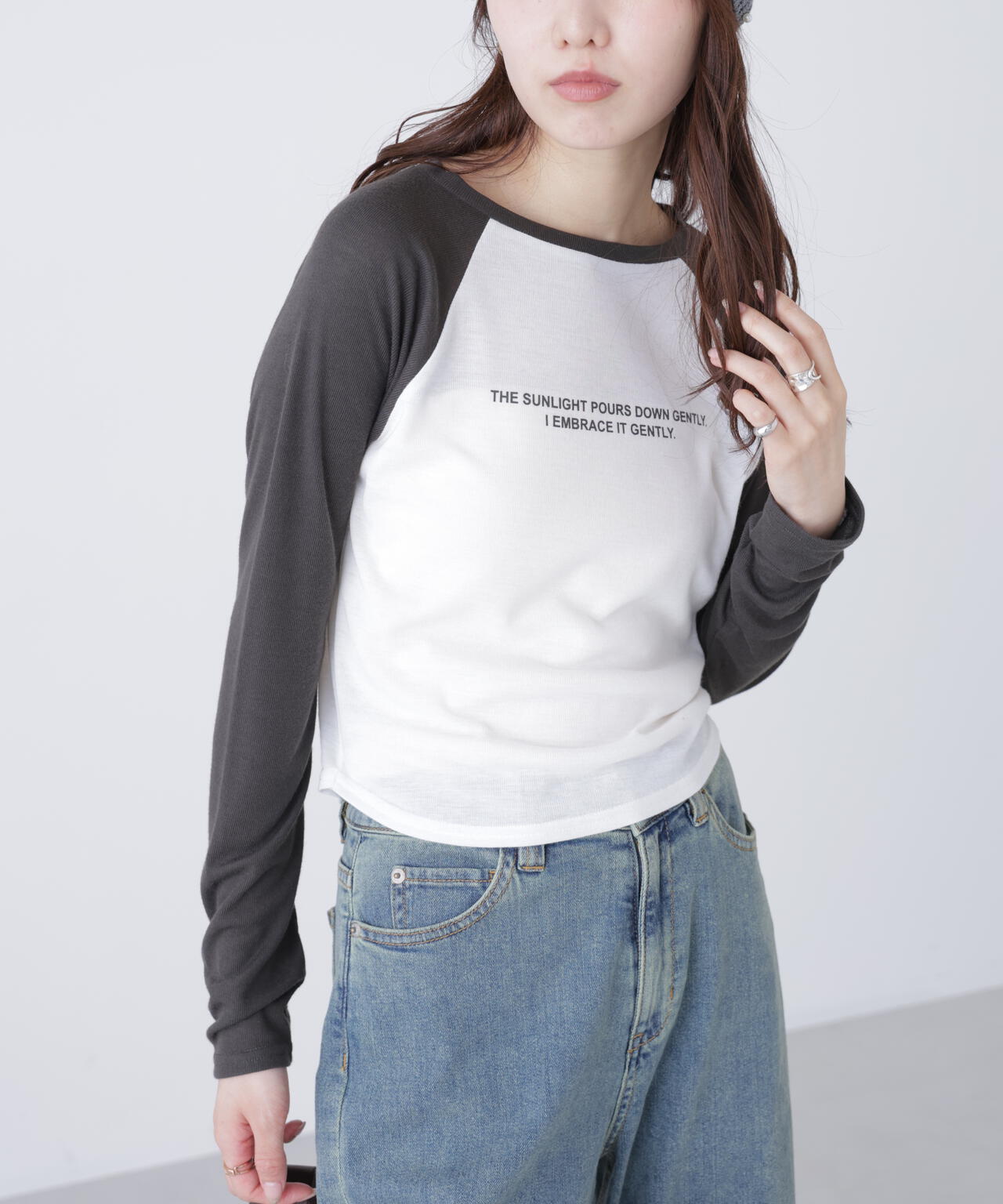シアー天竺ラグラン長袖カットソー