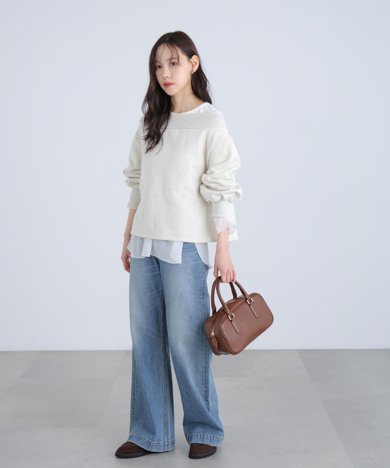 【MFM】袖バルーンオフショルZIPカットソー