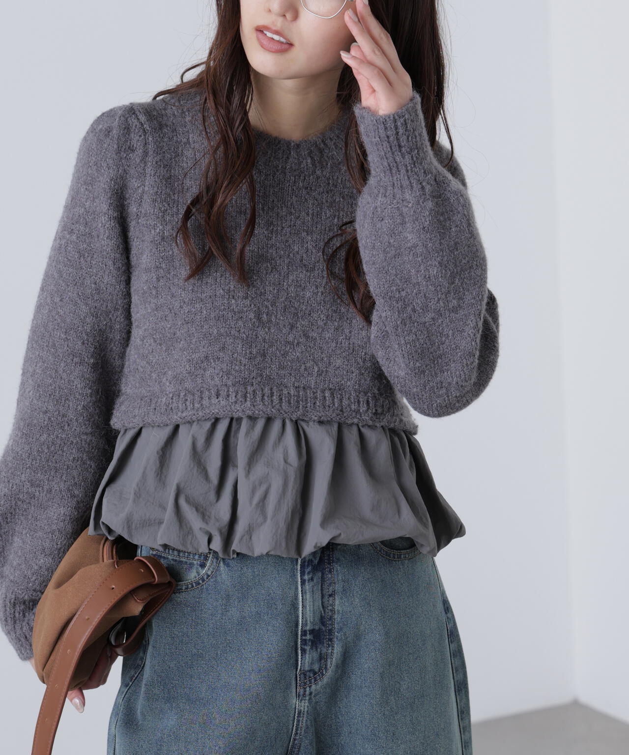 アルパカ混布帛ドッキングバルーンニット | FREE'S MART（フリーズ