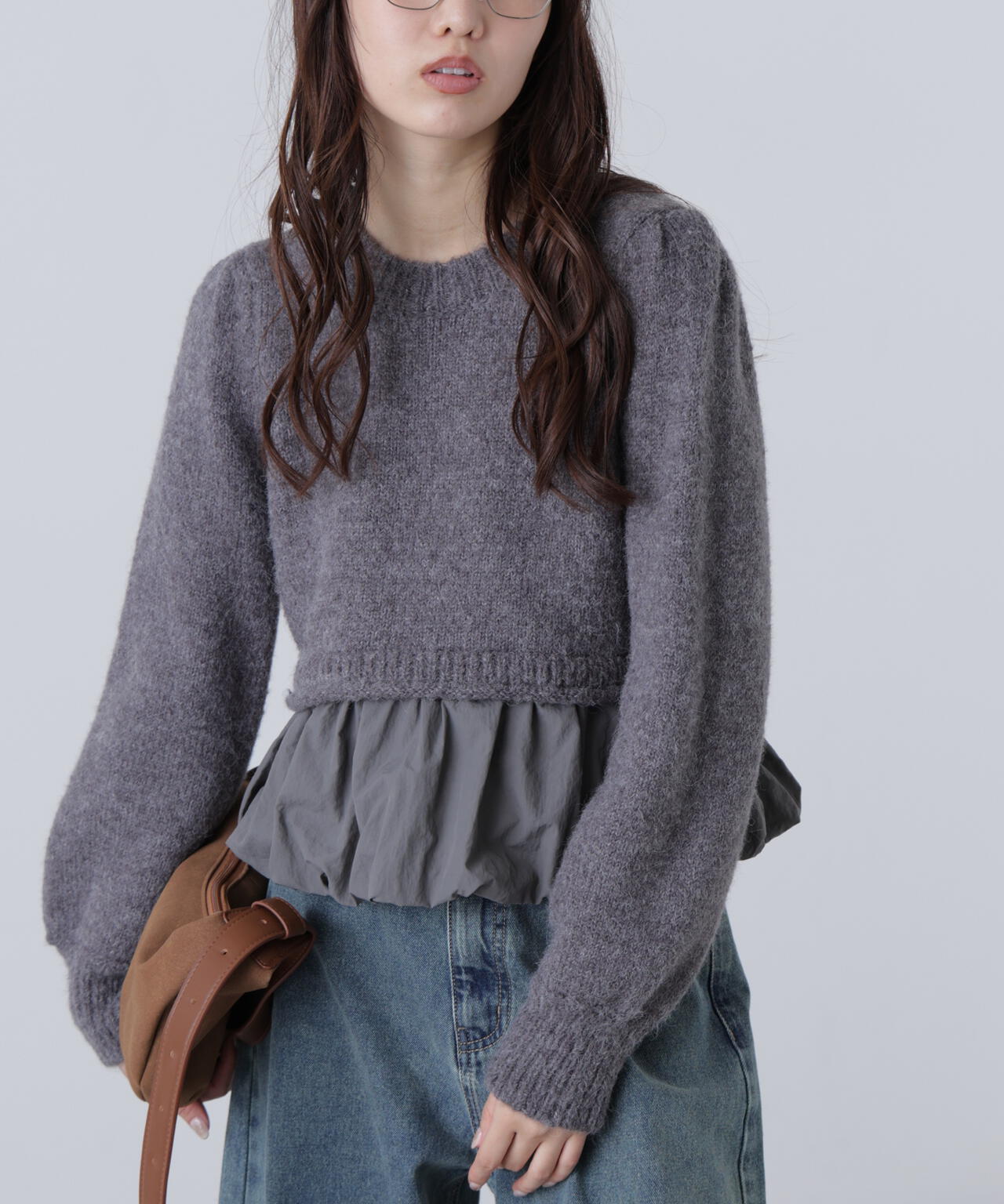 アルパカ混布帛ドッキングバルーンニット | FREE'S MART
