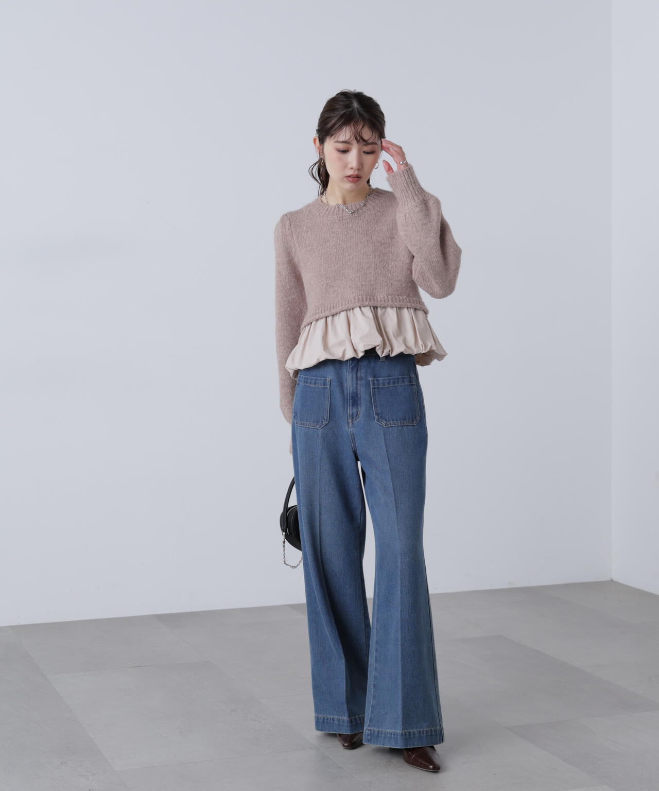 アルパカ混布帛ドッキングバルーンニット | FREE'S MART（フリーズ