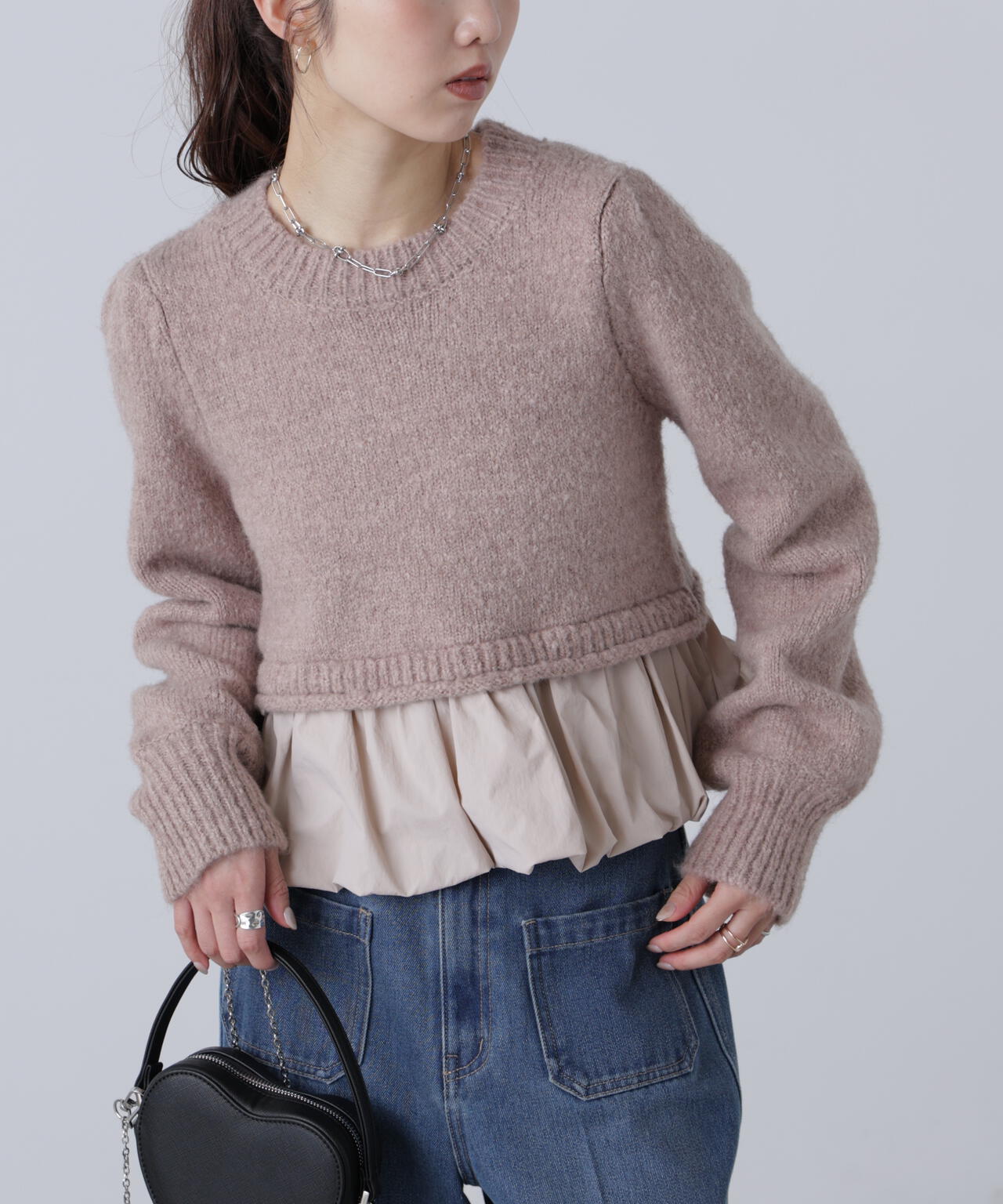 アルパカ混布帛ドッキングバルーンニット | FREE'S MART（フリーズ