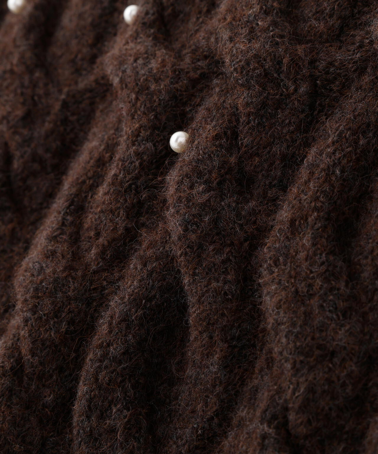 【レッド 追加生産予約】ウエストゴムパールミックスケーブルドロストニット