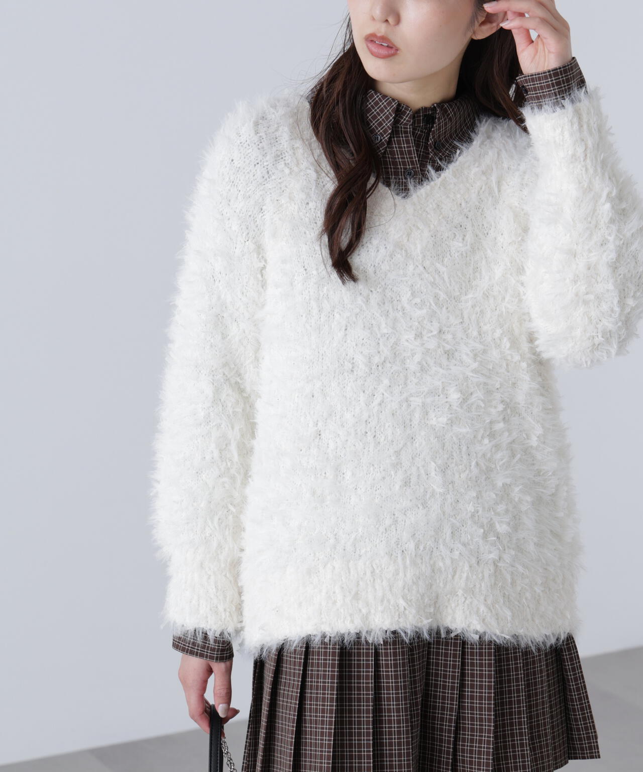 前後2wayチュールフェザーミックスミドル丈ニット | FREE'S MART