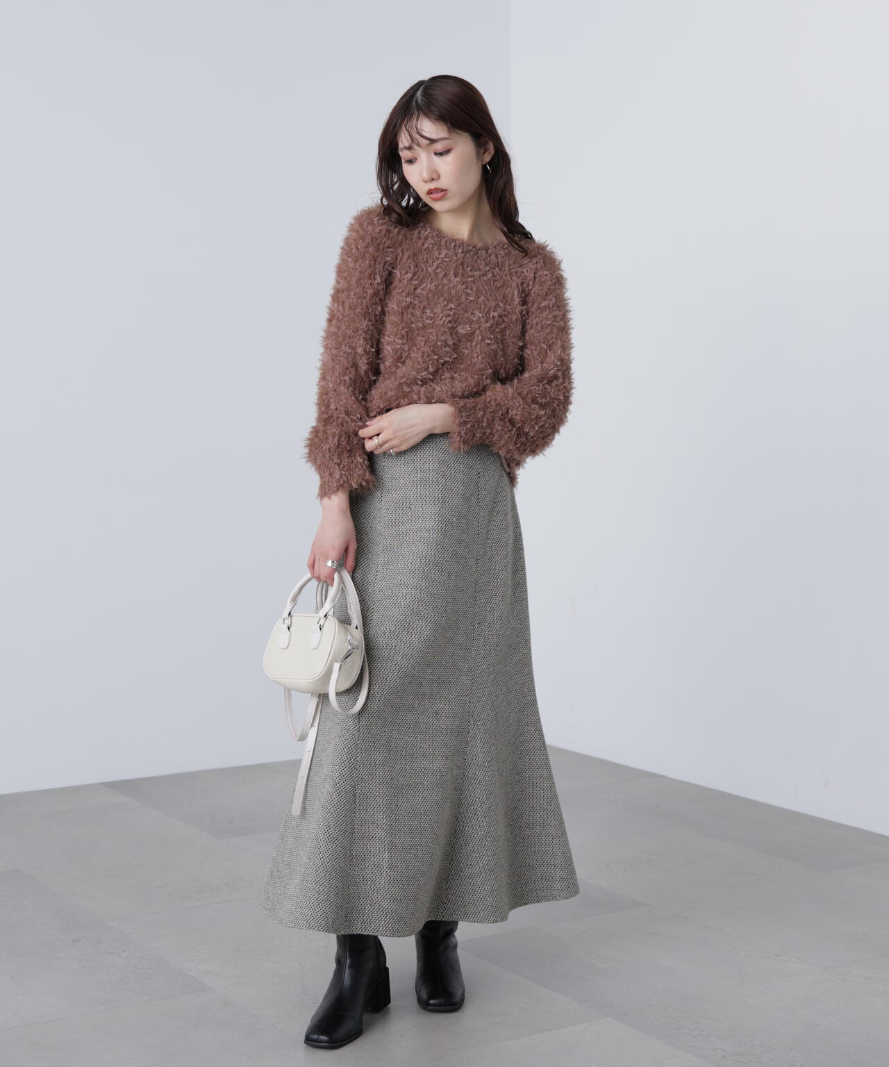 前後2wayチュールフェザーミックスミドル丈ニット | FREE'S MART