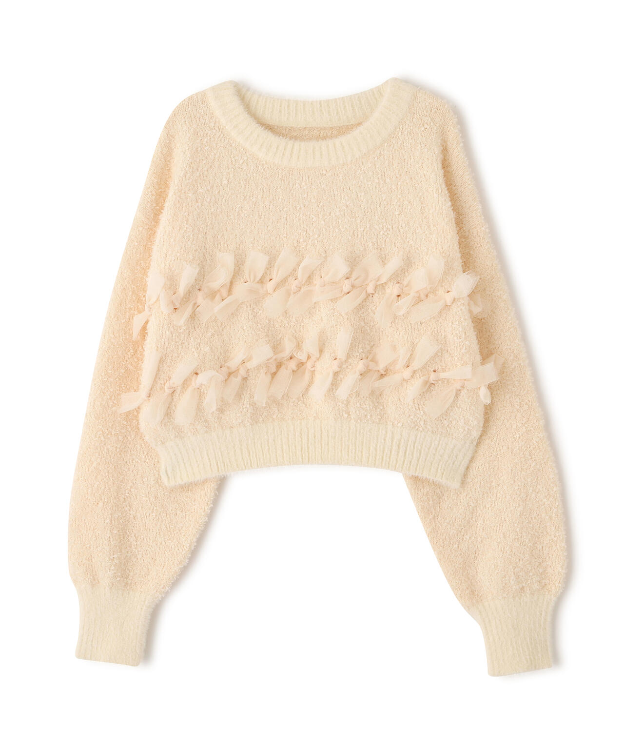 Ｍ'S GRACY チュール付きリボン配色ニット❋フォロワー割で12,000円 ファンシーヤーンチュールリボンニット | FREE'S MART（フリーズマート