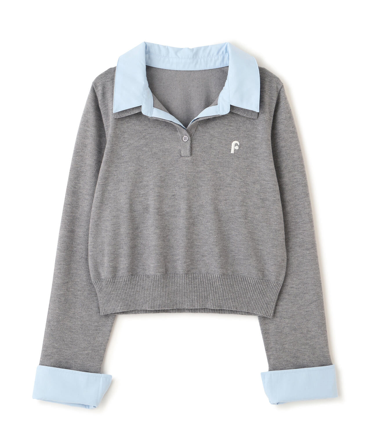 衿付きレイヤード風ポロニット