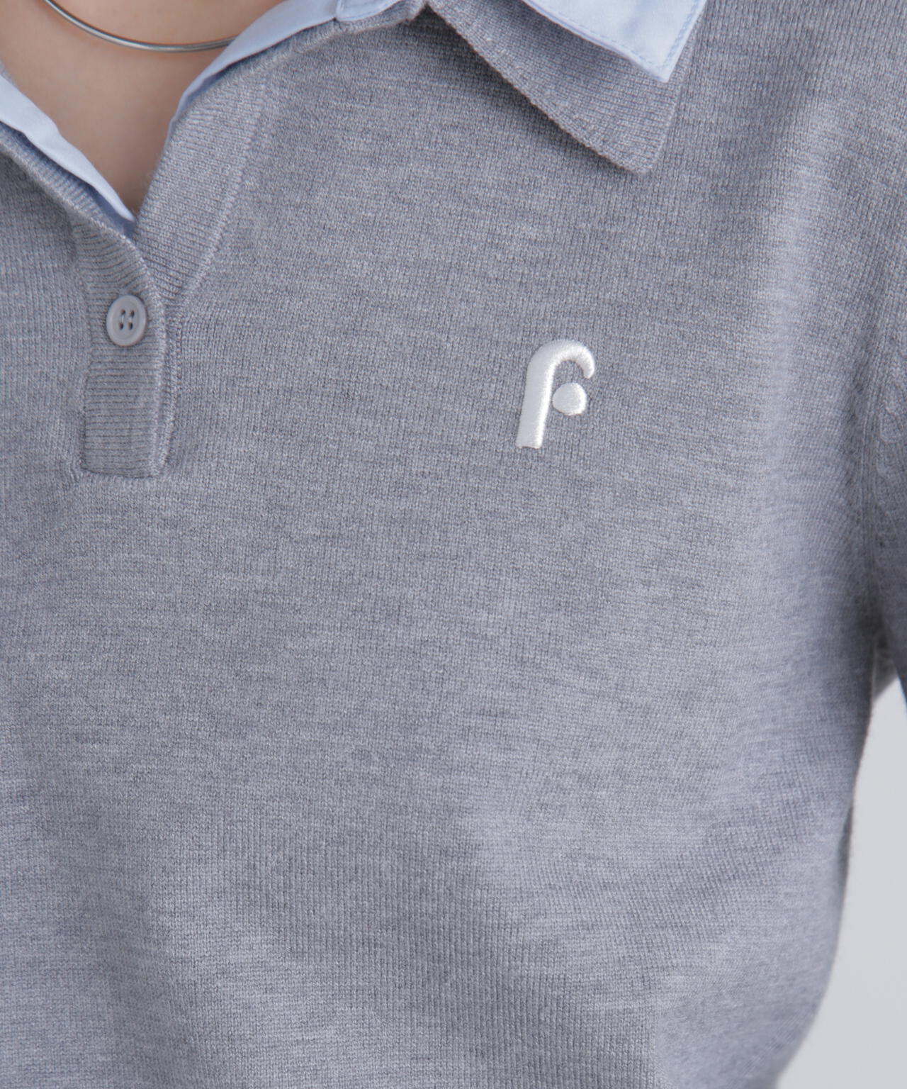 衿付きレイヤード風ポロニット