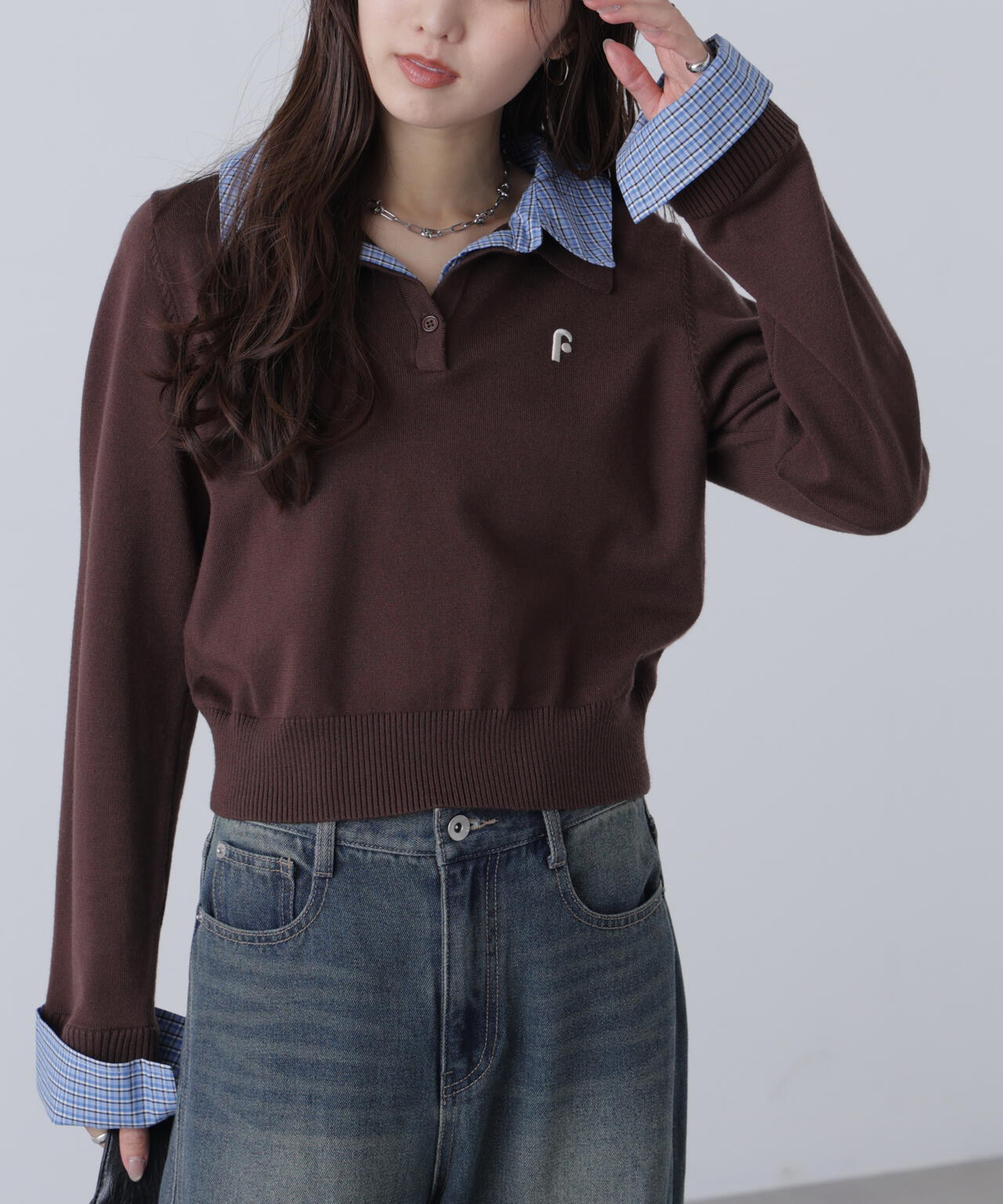 衿付きレイヤード風ポロニット | FREE'S MART（フリーズマート