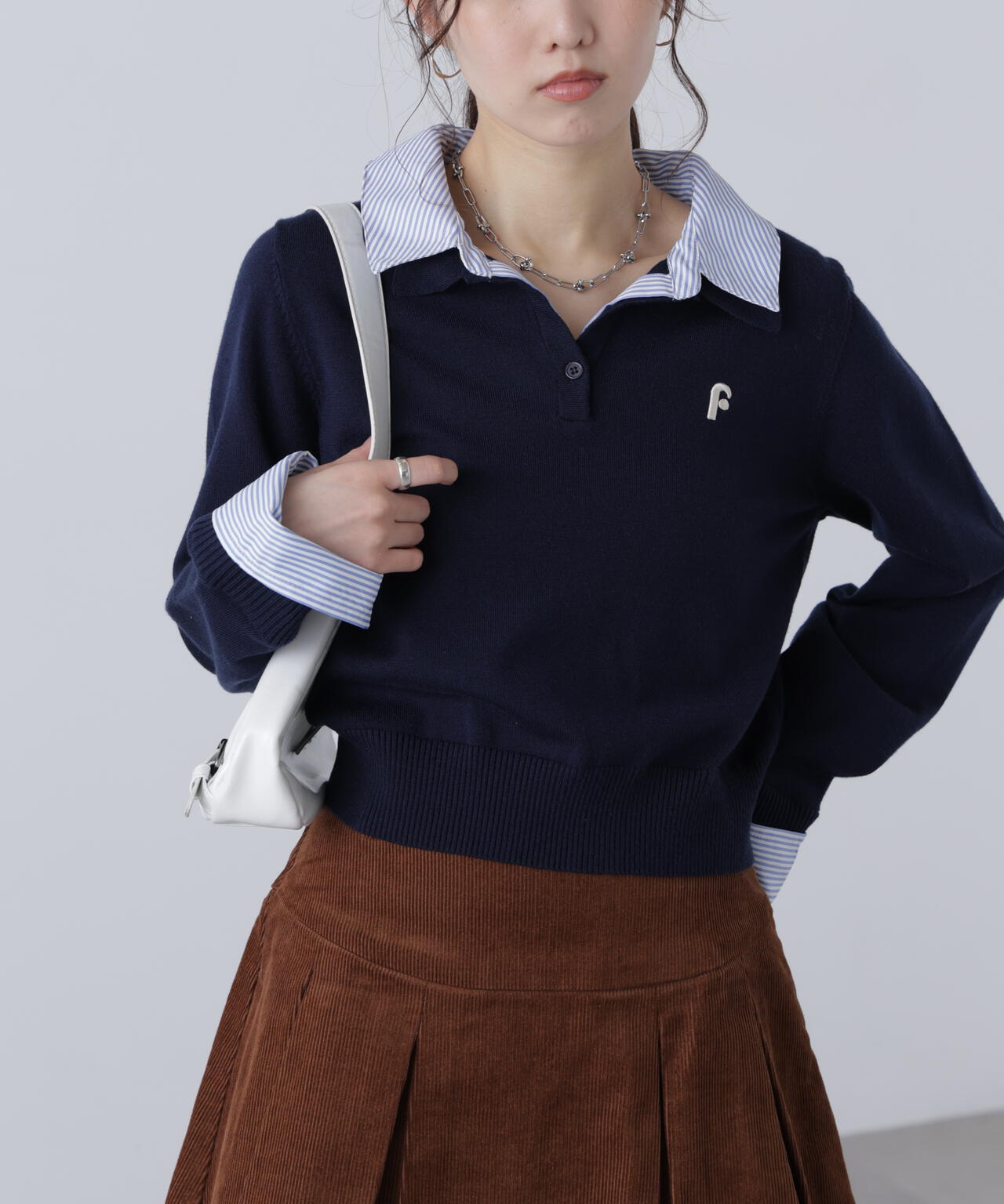 衿付きレイヤード風ポロニット | FREE'S MART（フリーズマート