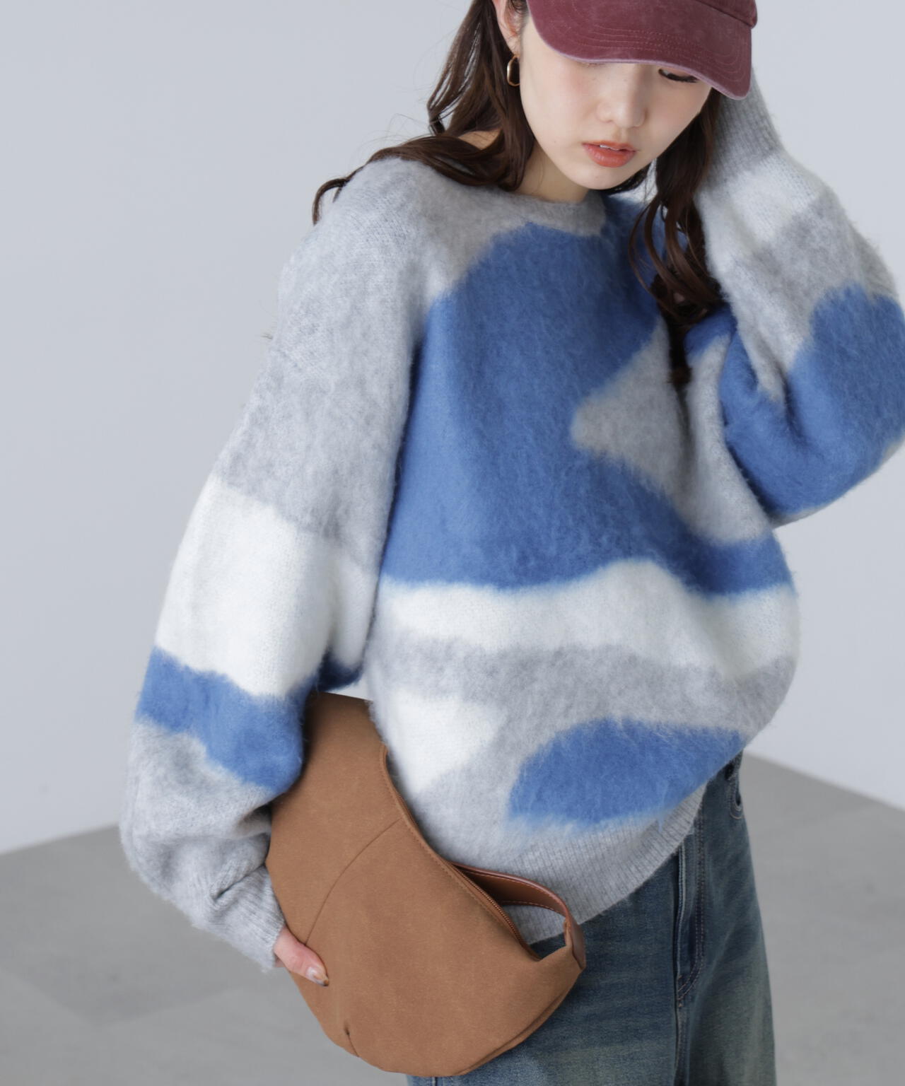 起毛ニュアンス柄ニット