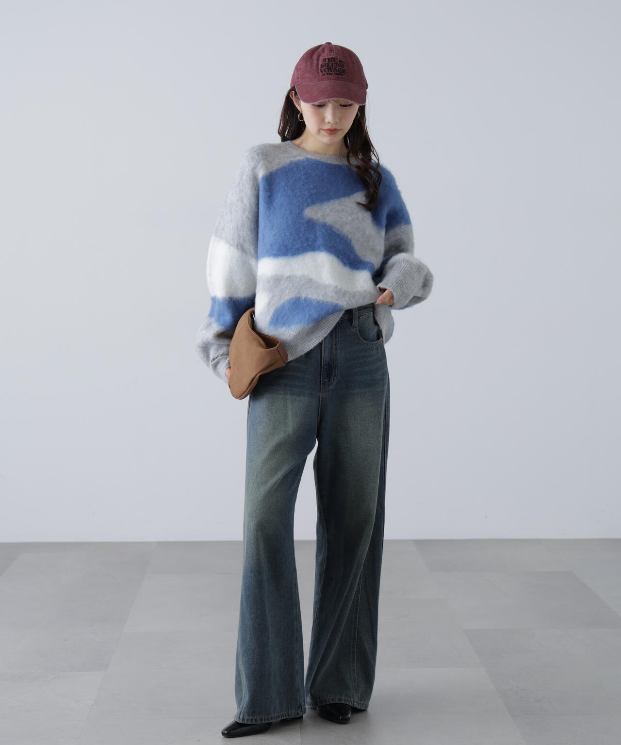 起毛ニュアンス柄ニット