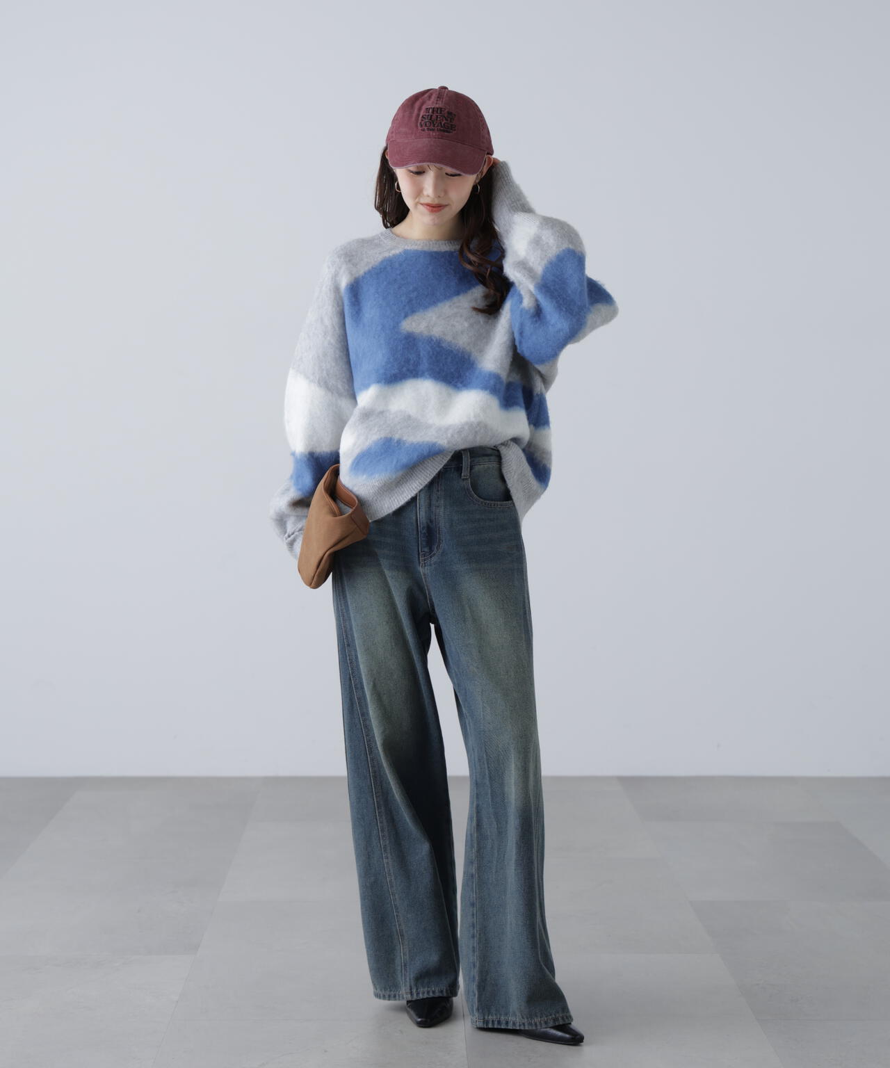 起毛ニュアンス柄ニット