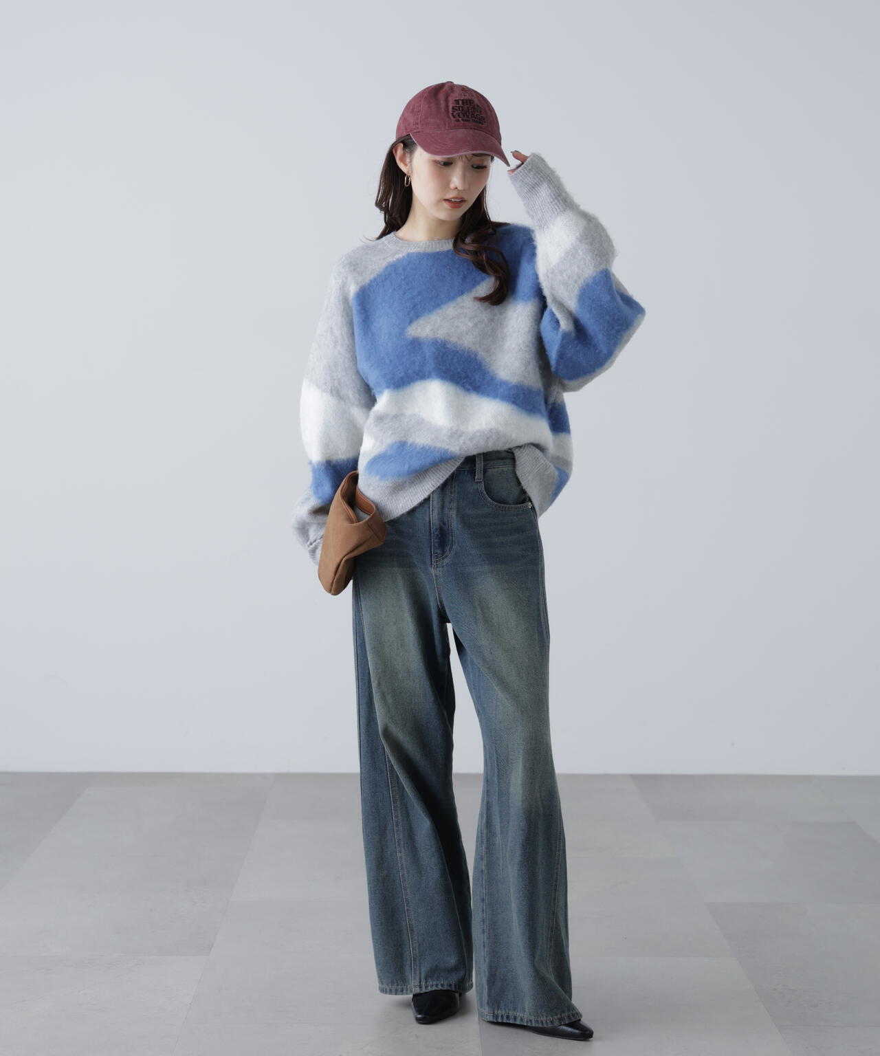 起毛ニュアンス柄ニット