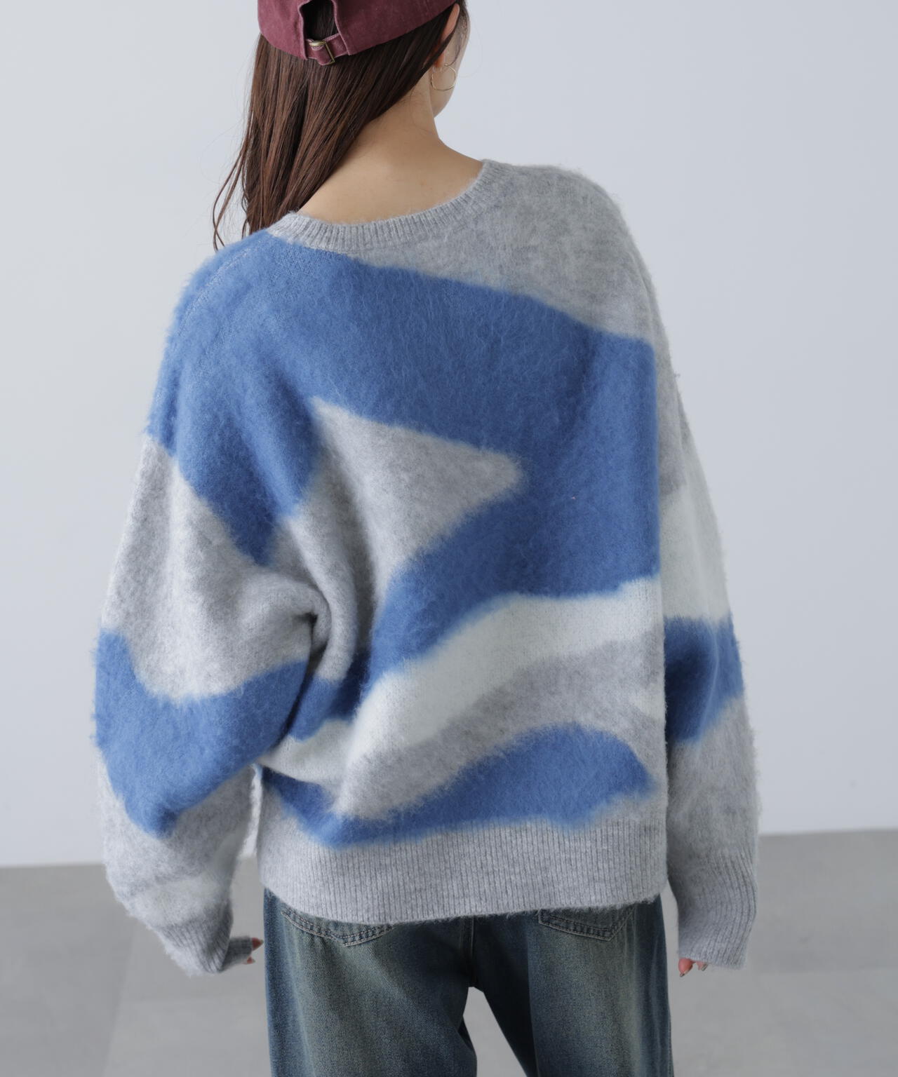 起毛ニュアンス柄ニット