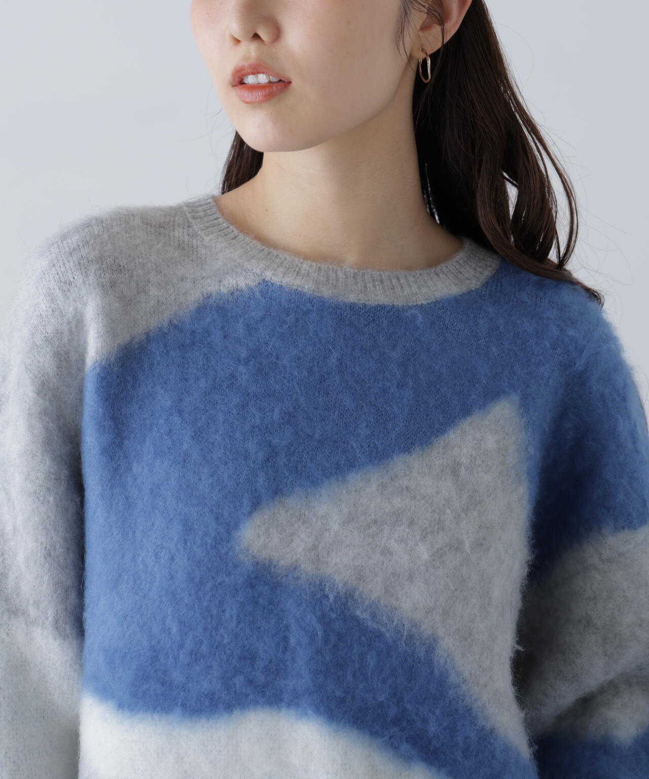 起毛ニュアンス柄ニット
