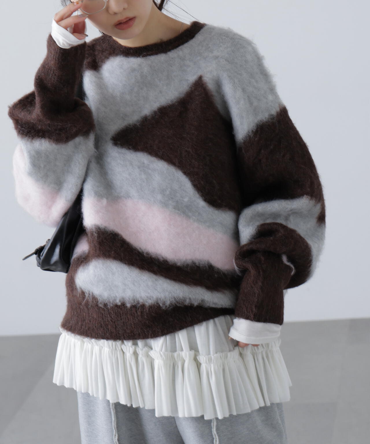 起毛ニュアンス柄ニット