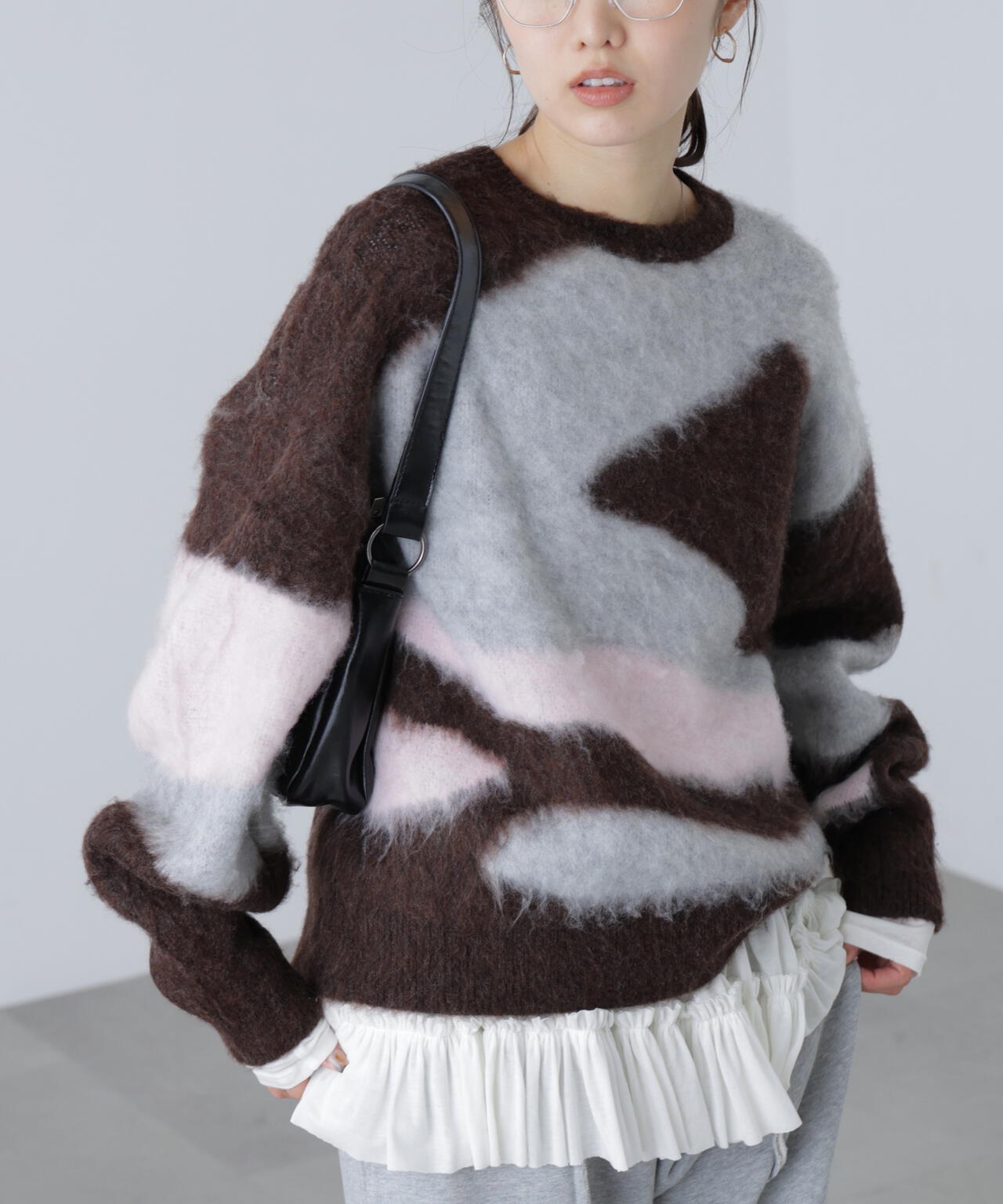 起毛ニュアンス柄ニット