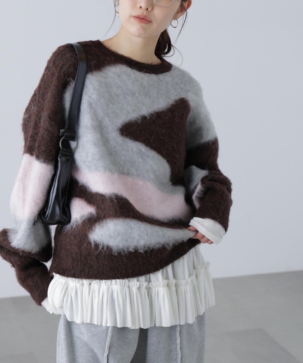 起毛ニュアンス柄ニット