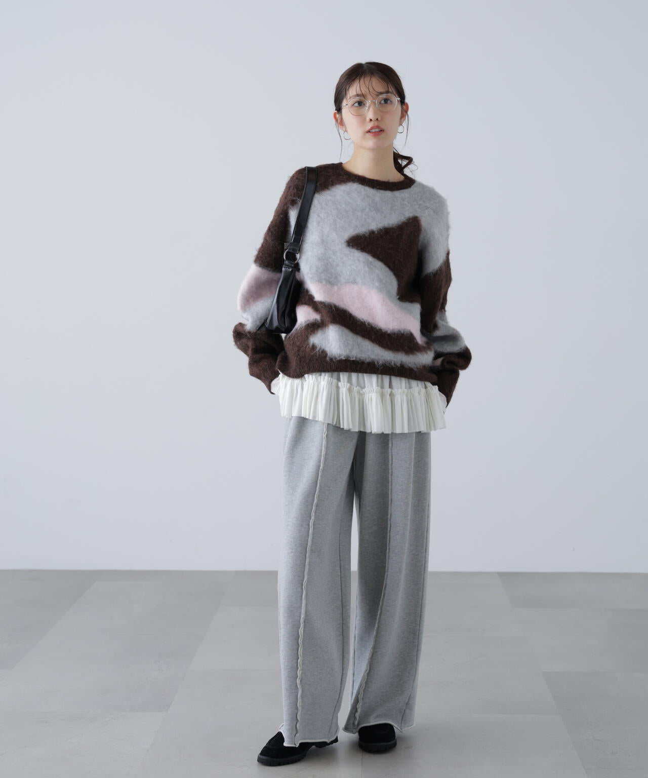 起毛ニュアンス柄ニット