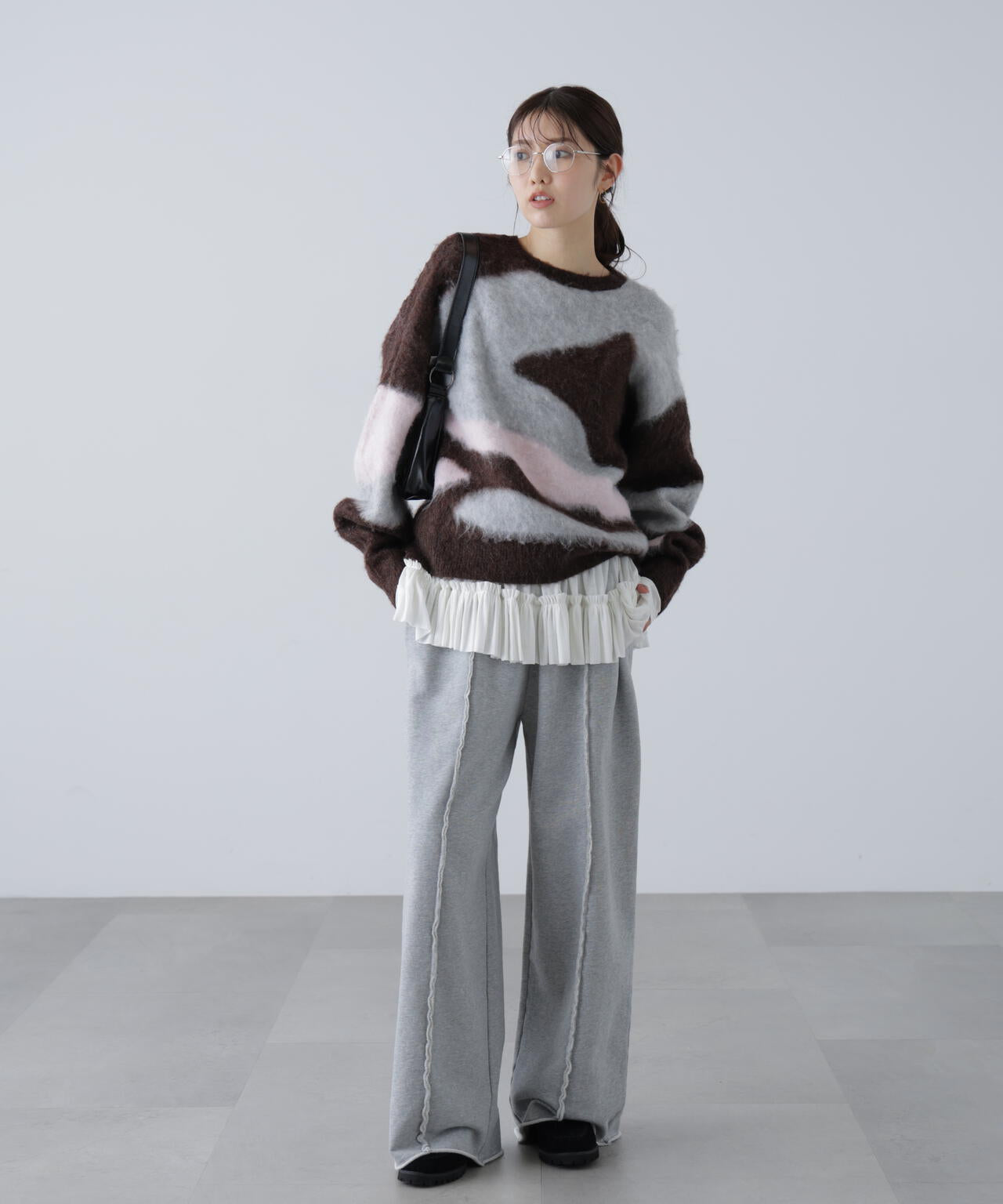 起毛ニュアンス柄ニット