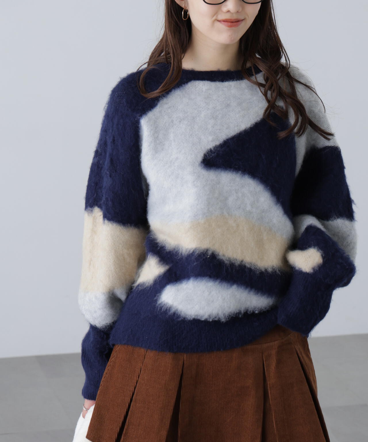 起毛ニュアンス柄ニット