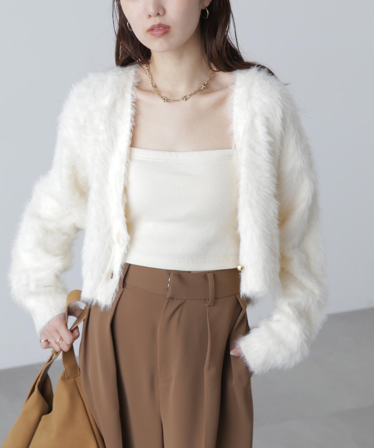 【はかな企画】金ボタンロングシャギーニットカーディガン〈ＭＦＭ〉