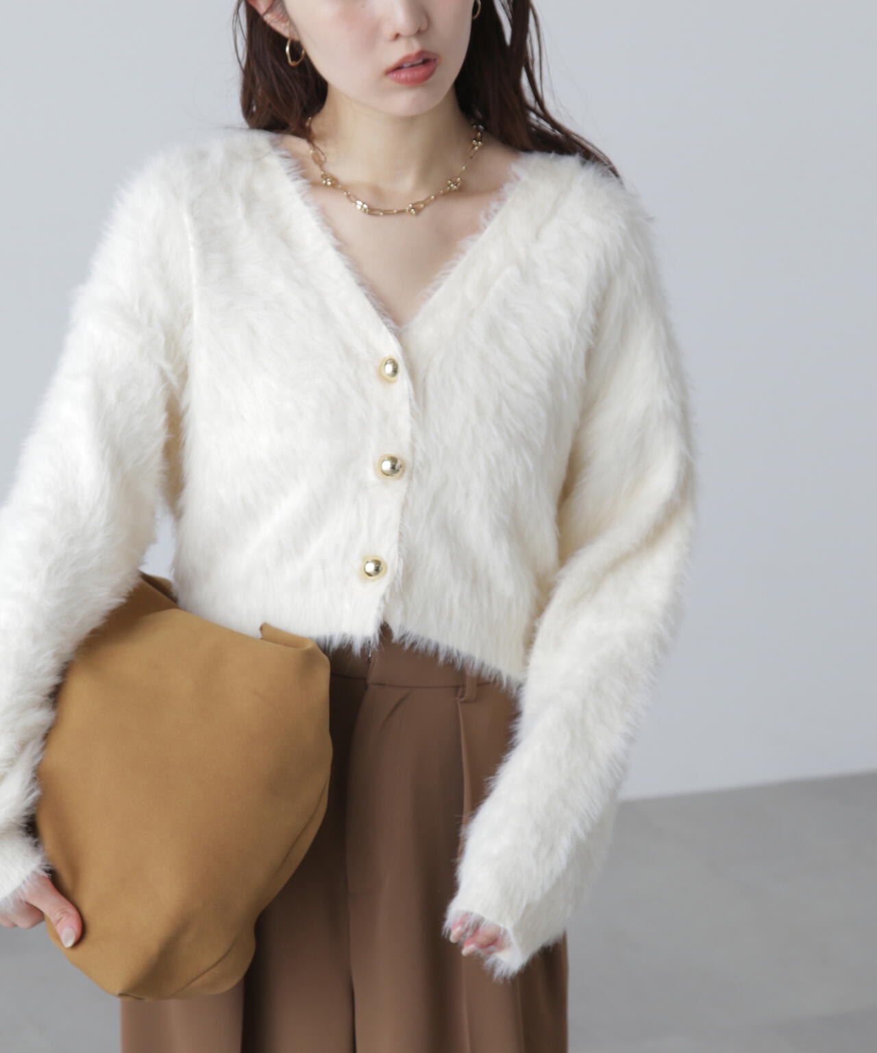 【はかな企画】金ボタンロングシャギーニットカーディガン〈ＭＦＭ〉