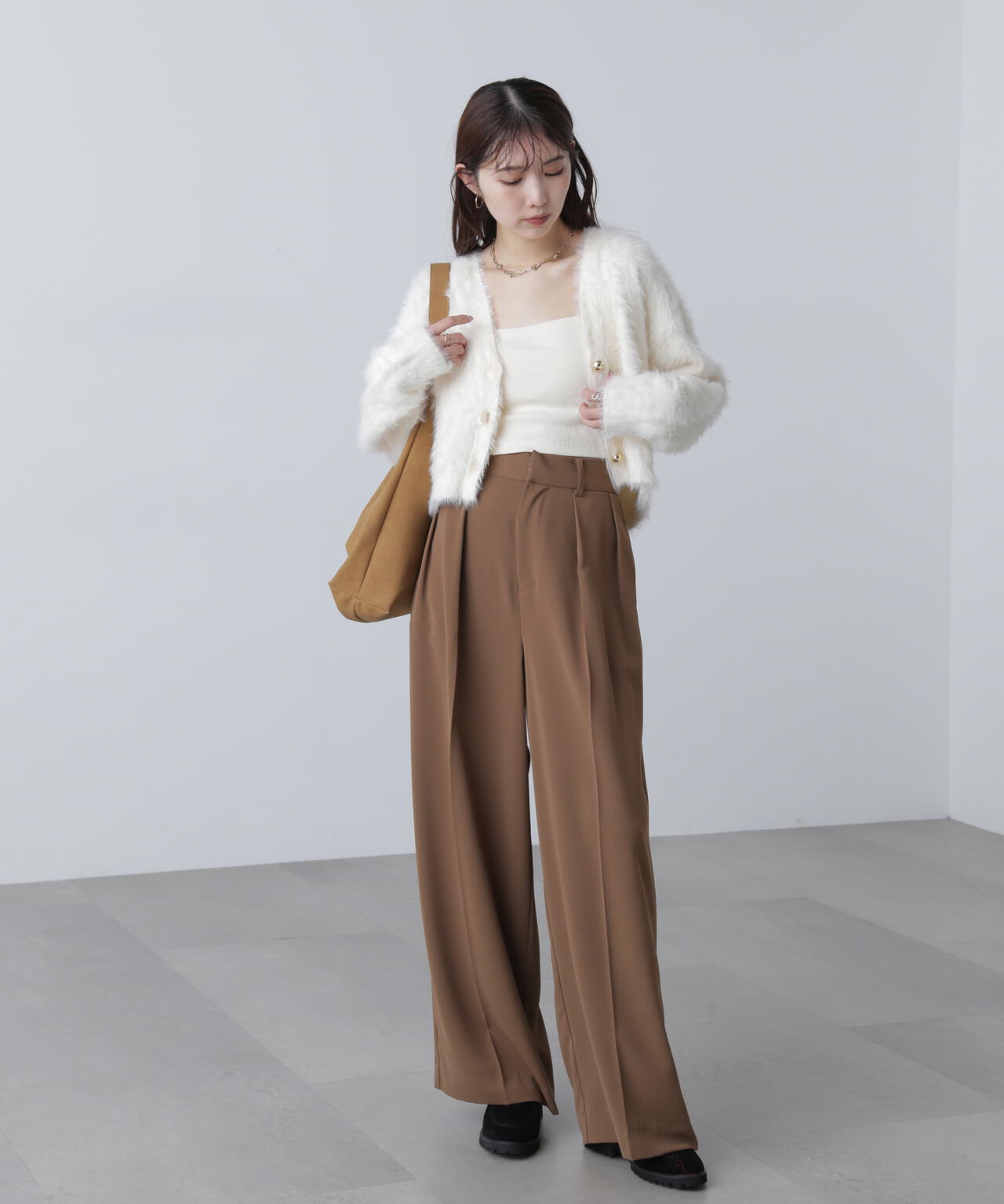 【はかな企画】金ボタンロングシャギーニットカーディガン〈ＭＦＭ〉