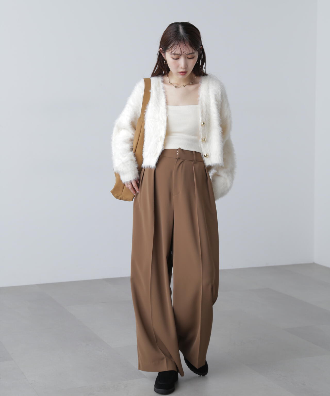 【はかな企画】金ボタンロングシャギーニットカーディガン〈ＭＦＭ〉