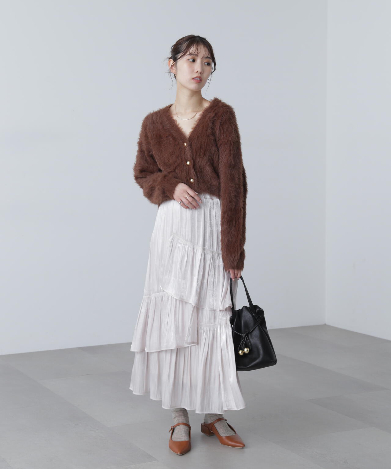 【はかな企画】金ボタンロングシャギーニットカーディガン〈ＭＦＭ〉