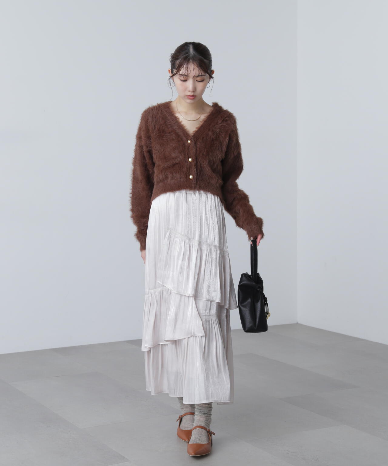 【はかな企画】金ボタンロングシャギーニットカーディガン〈ＭＦＭ〉