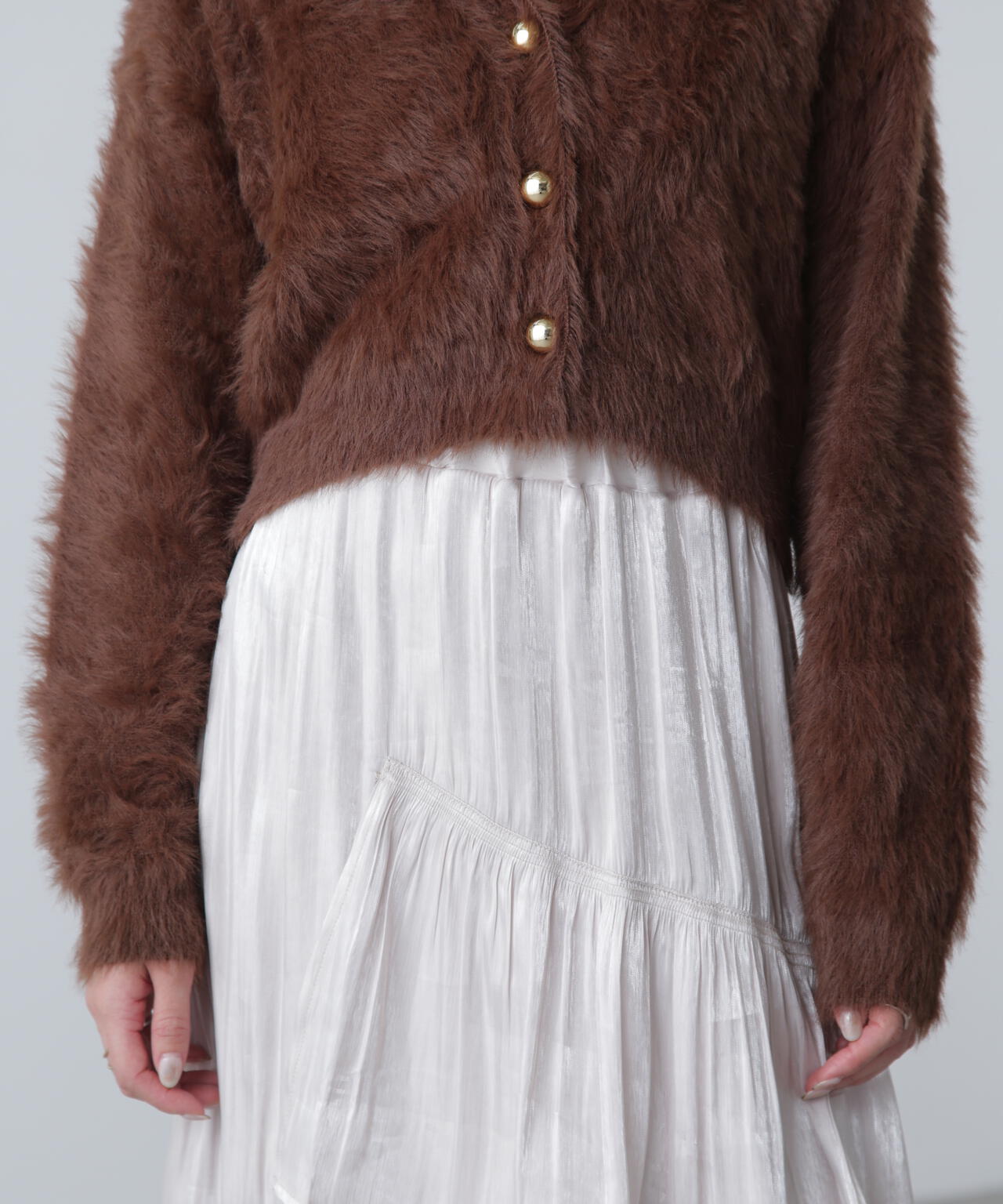 【はかな企画】金ボタンロングシャギーニットカーディガン〈ＭＦＭ〉