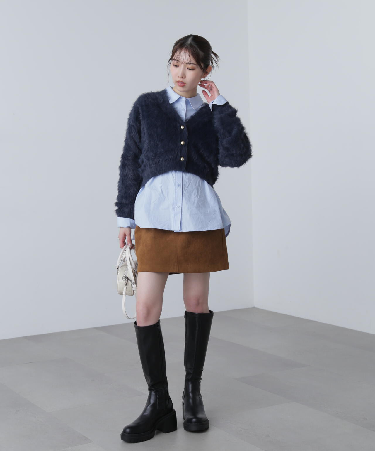 【はかな企画】金ボタンロングシャギーニットカーディガン〈ＭＦＭ〉