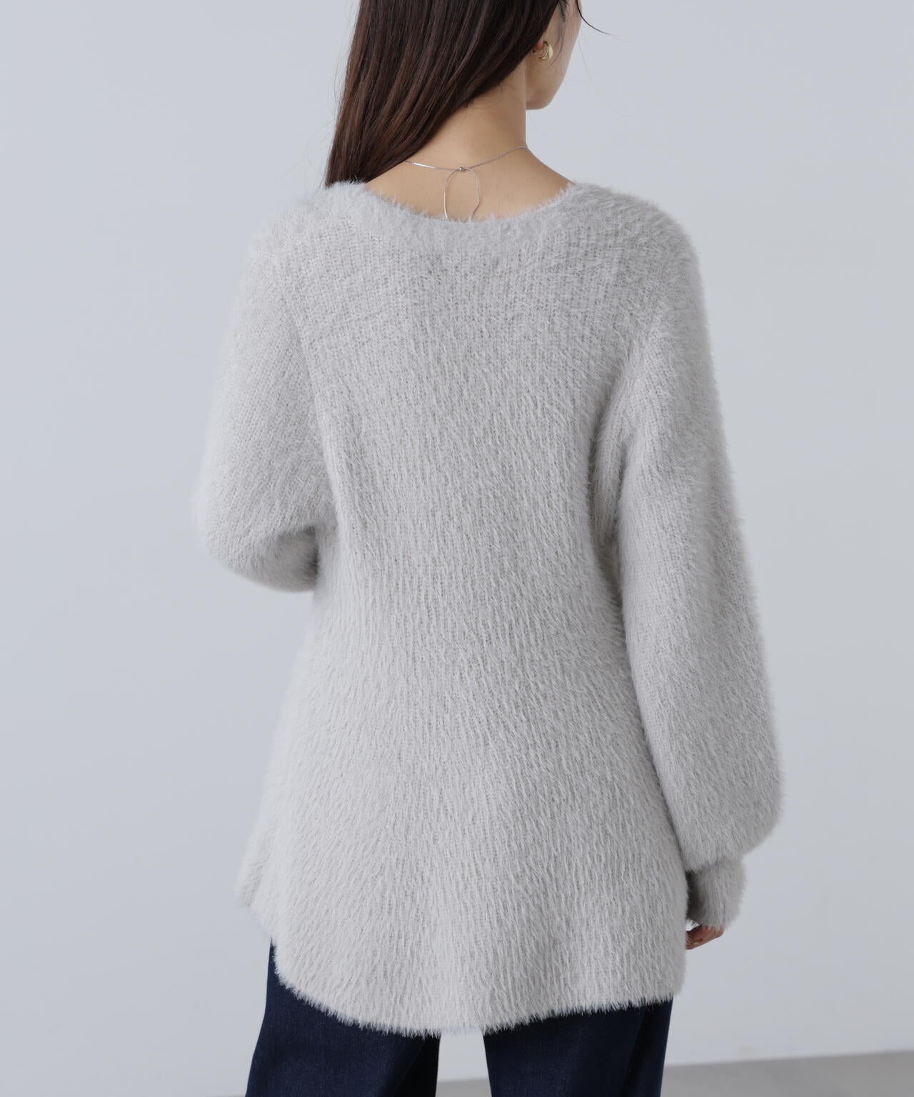 追加生産予約】【MFM】ヘアリーペプラム金ボタンニットカーデ