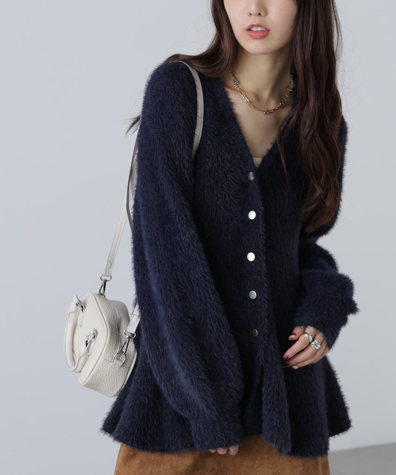 MFM】ヘアリーペプラム金ボタンニットカーデ | FREE'S MART（フリーズ