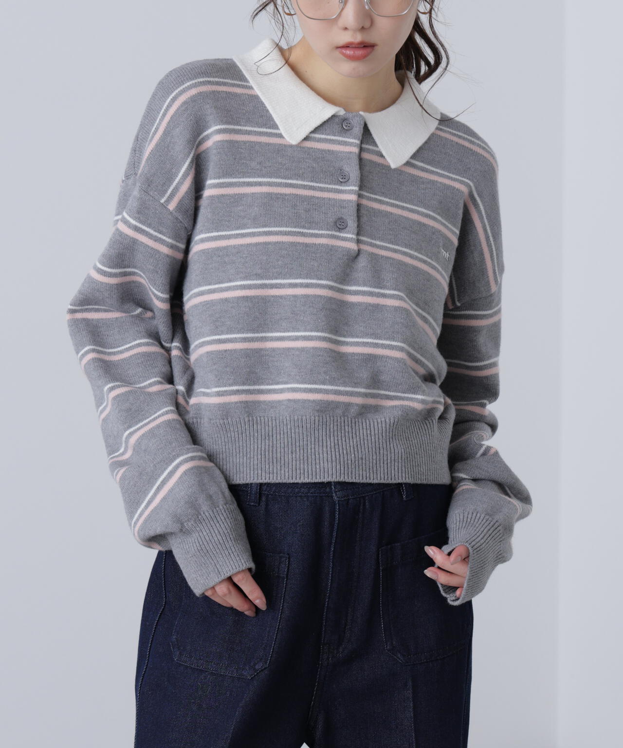 ロゴ刺繍ボーダーポロニット | FREE'S MART（フリーズマート