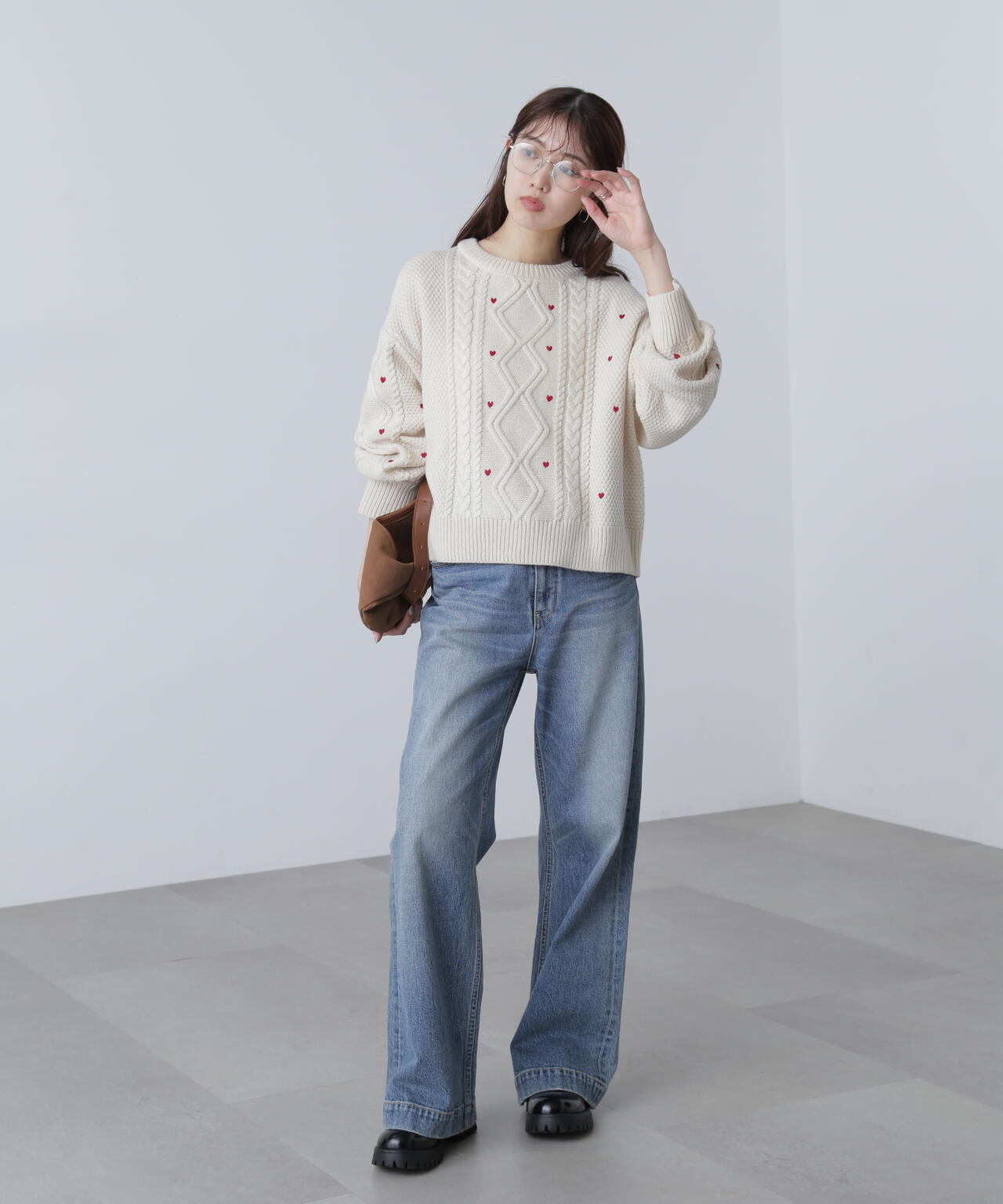 レッド 追加生産予約】ハート刺繍ケーブルニット | FREE'S MART